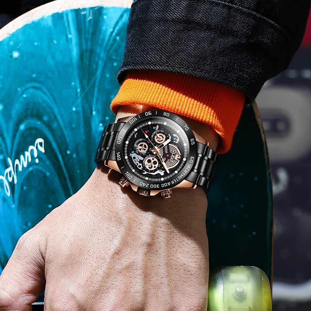 Men's Watch, Sports Wristwatch with Stopwatch Function, Date Display, Waterproof Quartz Movement, Stylish, Simple, Casual Silicone Band, Popular