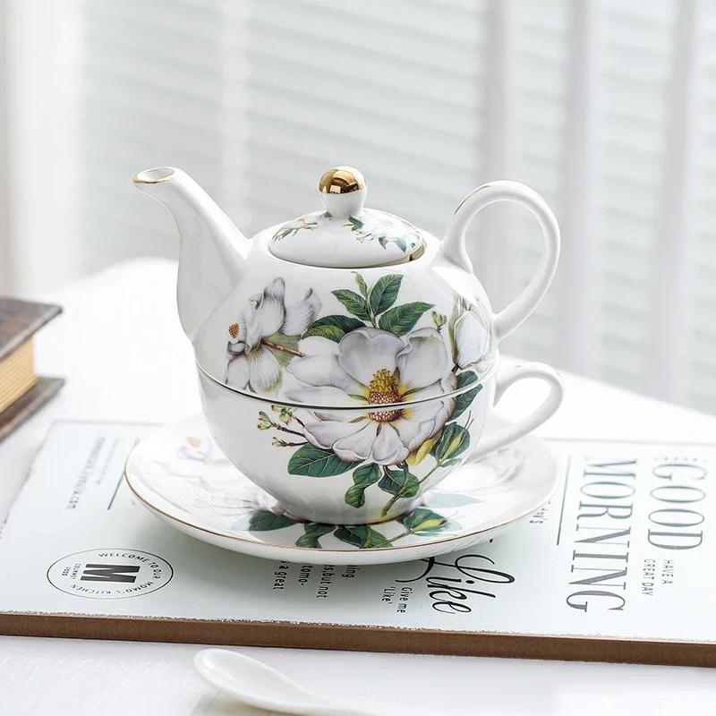 Ceramic Portable Creative Tea Set European Style One Teapot and One Cup Set Simple Household Flower Tea Cup Set Office Tea Set