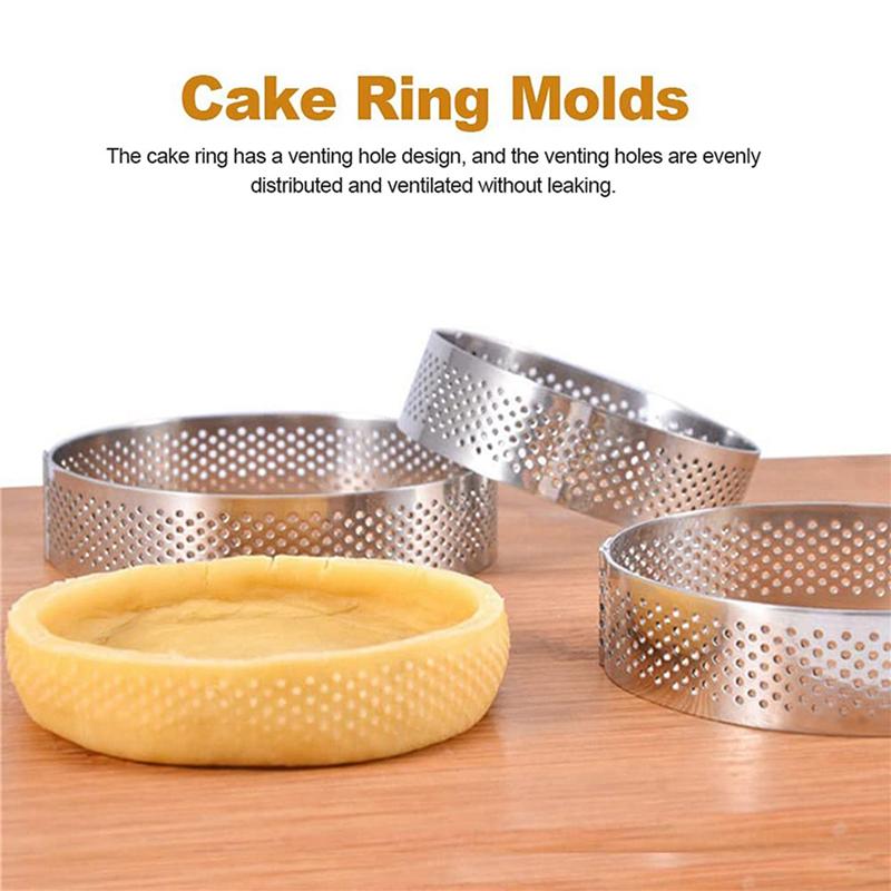 Cake Ring Molds, 30Pcs Stainless Steel Porous Tart Ring, Perforated Pie Cake Ring Mold, Cake Mousse Ring With Holes 7Cm-B61B