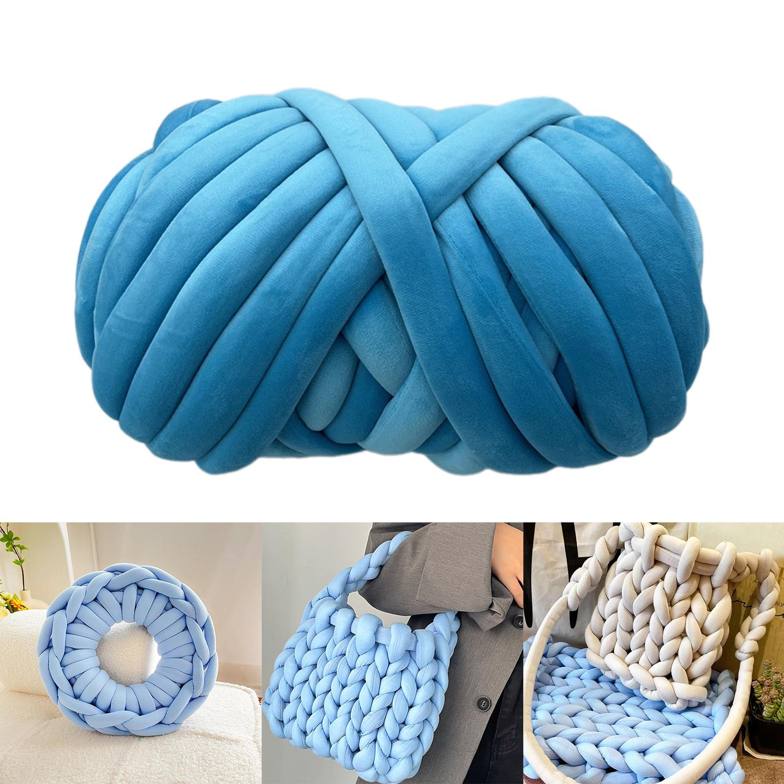 

Толстая пряжа Объемный плетеный узел для вязания крючком Трубка Giant Jumbo длиной 62,99 дюйма для бросков синий