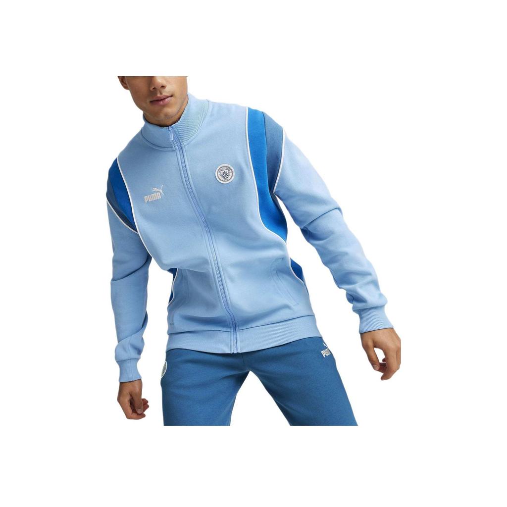 Puma Manchester City Ftbl Archive Letter Brand Logo Moisture Wicking Sports Stand Collar Jacket Men Jacket Racing-Blue 774391-15