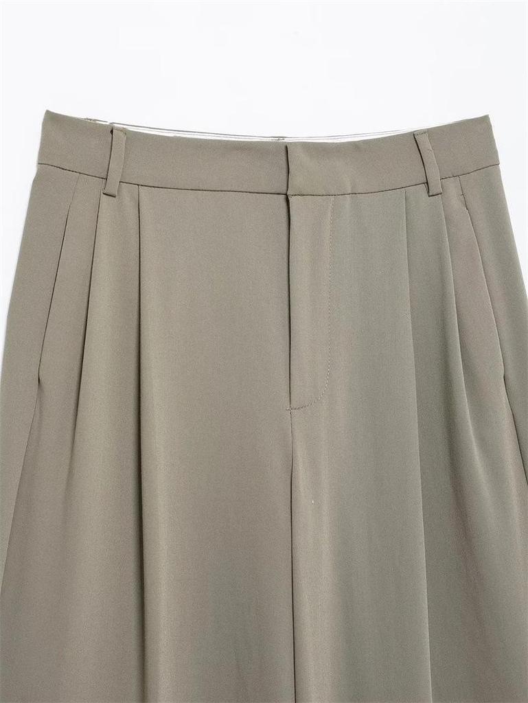 TAOP&ZA Spring/Summer Women's V-Neck Tank Top Vest with Double Pleated High Waist Long Pants.