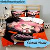 Custom Name 3PCS Pink Hair Anime Anya Bedding Set, Including 1pc Duvet Cover And 2pcs Pillowcases, Suitable for dorms and bedrooms Gift