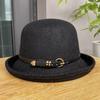 New wool hemming belt buckle dome bucket hat women's autumn and winter versatile British top hat tide