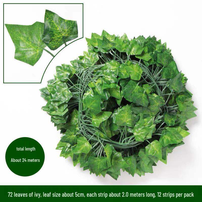 Artificial Rattan Vines for Pipe and Ceiling Decoration - Fake Green Leaves