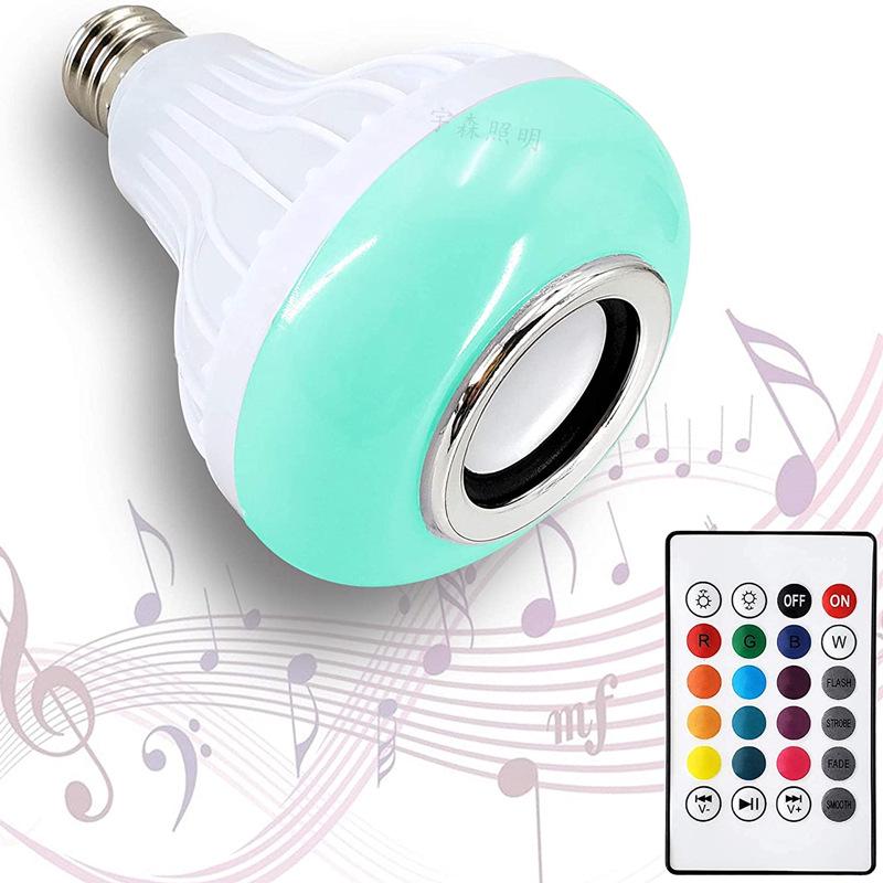 Smart Bluetooth LED Light Bulb with Music and Remote Control - E27/B22 Base 12W RGB + White + Remote - Bluetooth