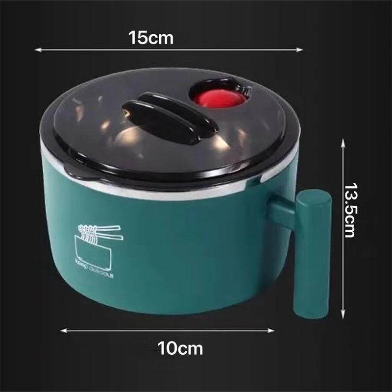 Stainless Steel Noodle Bowl with Lid, Large Drainable Soup Bowl, Easy to Wash Ramen Bowl with Drain Hole and Spoon for Dormitory