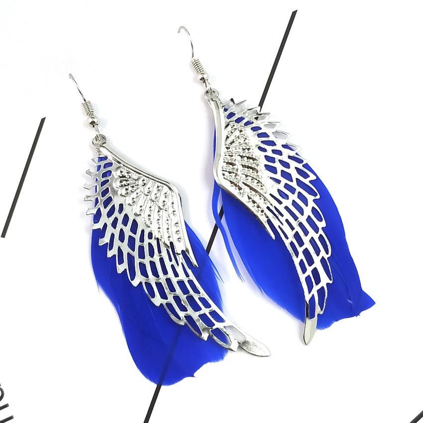 New Bohemia European Fashion Angel Wing Feather Earrings Foreign Earrings синий