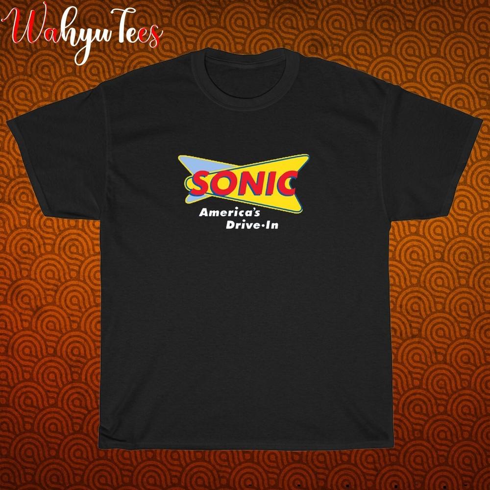 Nowe Logo Restauracji Sonic Burgers Czarny/Szary/Granatowy/Biały Rozmiar S-5XL Koszulka Unisex