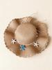 Womens Bohemian Straw Hat With Starfish Decor Ocean Theme Casual Beach Sun Hat