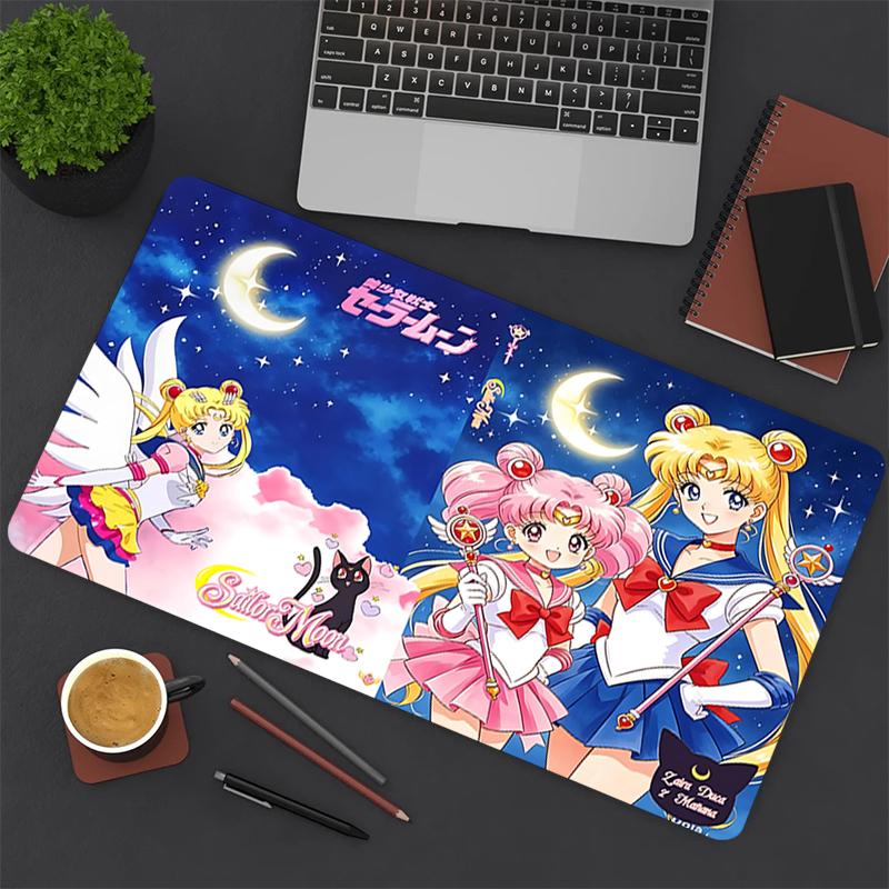 1Pc Moonlit Sailor Magic Gaming Mouse Pad Keyboard Desk Mat Non-slip Rubber Lock Edge Waterproof Computer Mousepad for Office Home Decor Y1505