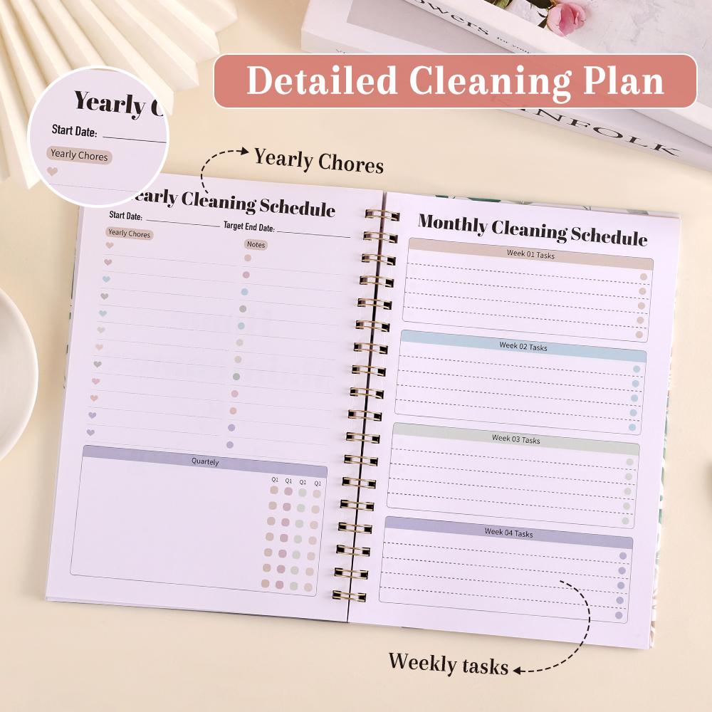 60 Sheets Undated Household Planner With Colorful Inner Daily Weekly Monthly Customizable Household Cleaning Schedule For Family