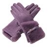 Women's Winter Suede Gloves with Fur Cuffs Soft Warm Touchscreen Cycling Gloves Ladies Fleece Lined Windproof Gloves for Cold Weather