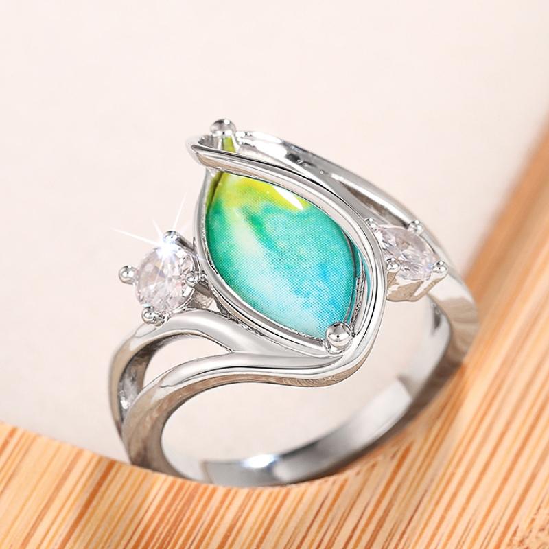 

Huitan Irregular Pattern Marquise Rings Women Bohemia Style Female Accessories Fancy Birthday Gift Party Luxury Boho Zircon 6