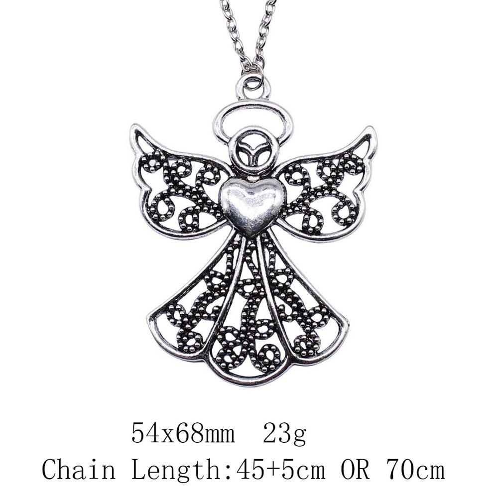 Vintage Angel Wing Pendant Necklace Alloy Feather Guardian Charm Necklaces Blessing Jewelry Gift For Making