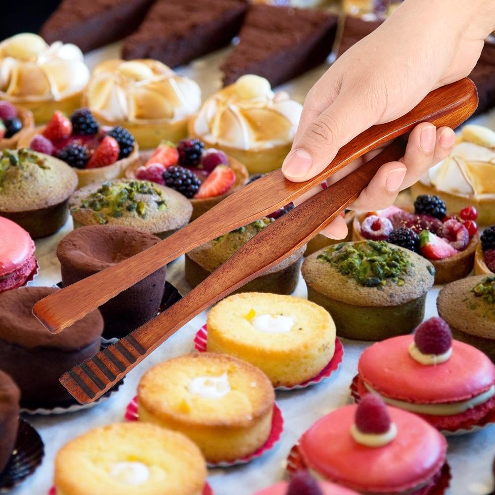 

Wooden BBQ Clip Buffet Food Tongs Bread Steak Kitchen Clamp Serving Tool