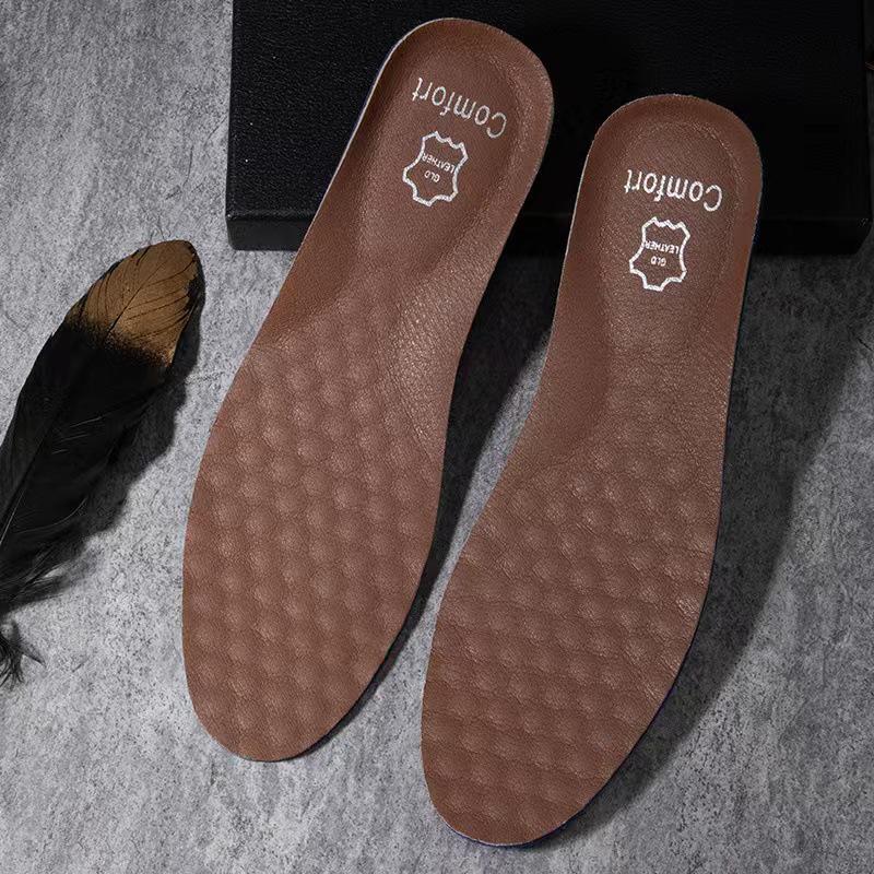 Men's and Women's Genuine Leather Deodorizing, Breathable Insole - Sweat-Absorbing, Soft, Thickened, Shock-Absorbing Cowhide for Spring Shoes.