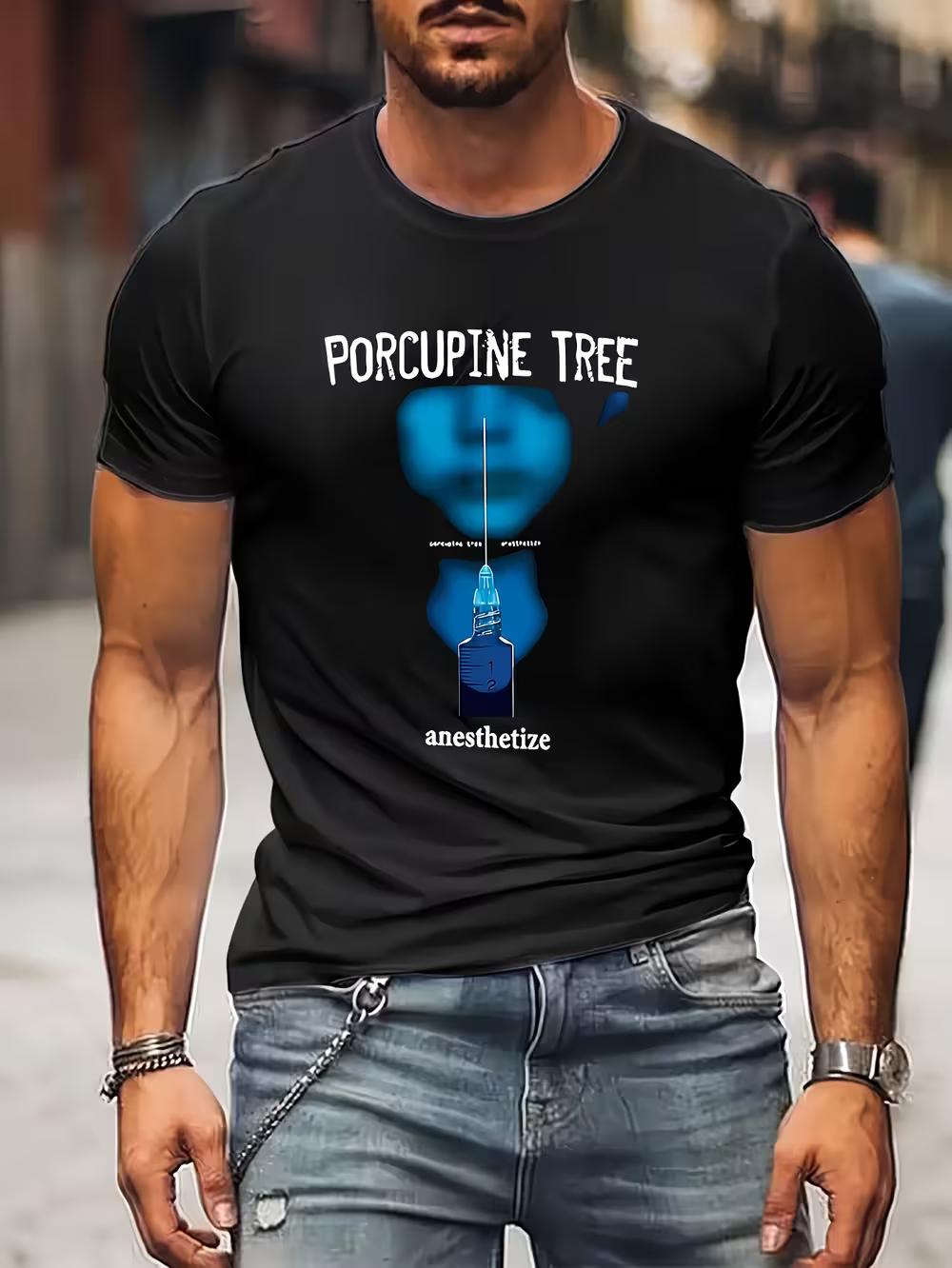 Men S Porcupine Tree Band Graphic T-Shirt - Sturdy Black Tee Featuring Anesthesia Lyrics XXXXL