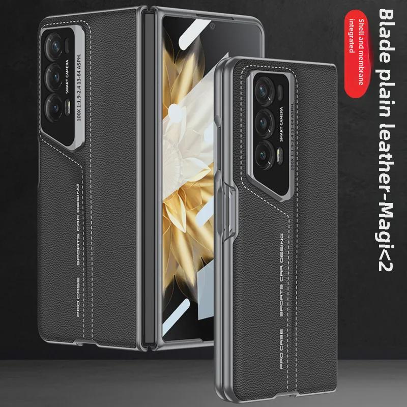 Huawei Honor Magic V2 Leather Folding Phone Case with Precision Lens Cutout