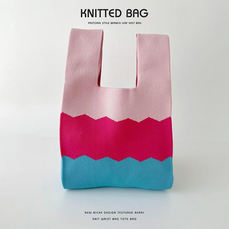 

Простая вязаная сумка на плечо в тон, Повседневная универсальная сумка-тоут большой вместимости One Size