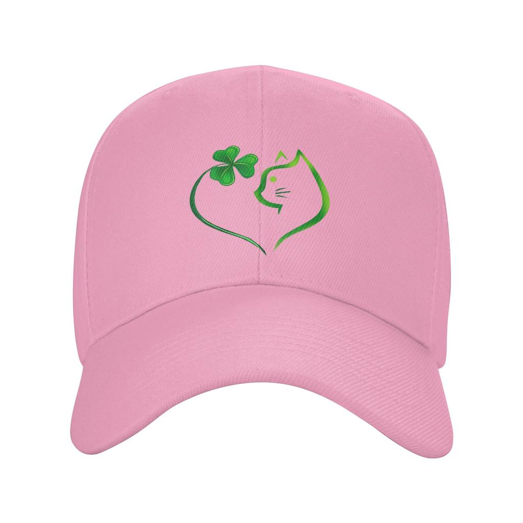 Shamrock Cat Heart St Patricks Day Cat Lovers Cat Mom Baseball Cap Summer Trucker Hat Sunscreen Snapback Cap Women Baseball Cap
