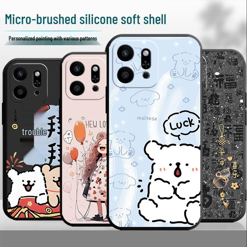 Honor Play9t ALT-AN00 Silicone Cartoon Phone Case with Trendy Men's Lanyard: Cute and Creative Design