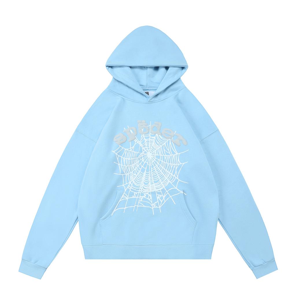 Cross-border beauty tide sp5der loose American hip-hop street casual loose and versatile pure cotton hooded sweater printing
