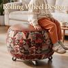 With Wheels Boho Seat Cushion Cover Leather Unstuffed Sofa Stool Cover Large Capacity Waterproof Pumpkin Pouf Cover