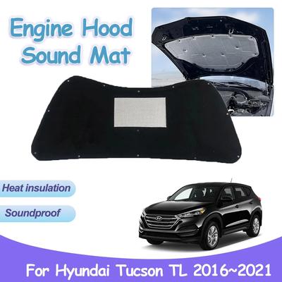 For Hyundai Tucson TL 2016~2024 Car Engine Hood Pad Soundproof Insulation Cover Sound Heat Fireproof Cotton Interior Accessories