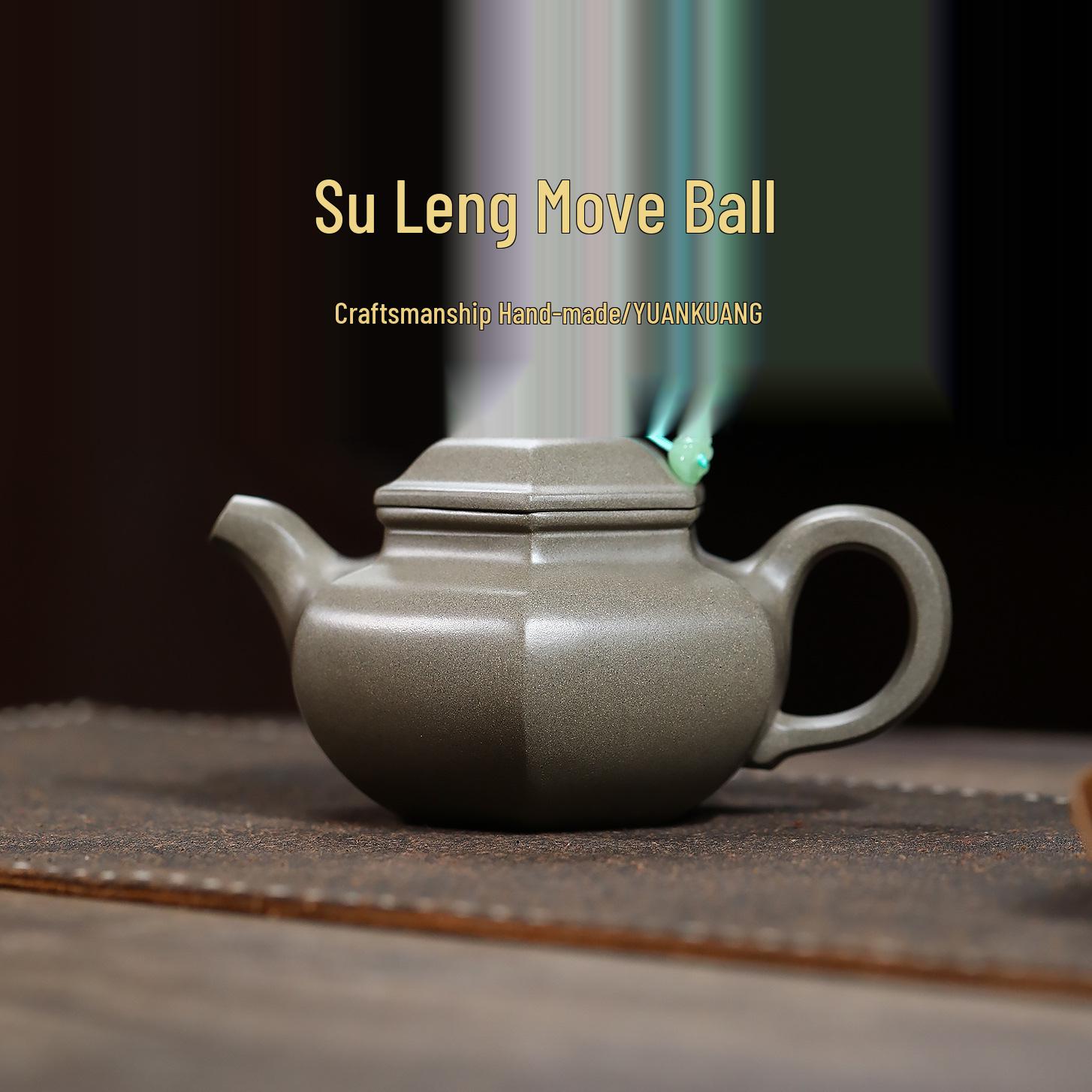 Handmade Yixing Zisha Teapot - Original Ore Green-Grey Duan, Classic Ribbed Duiqiu Design for Tea Brewing 300CC