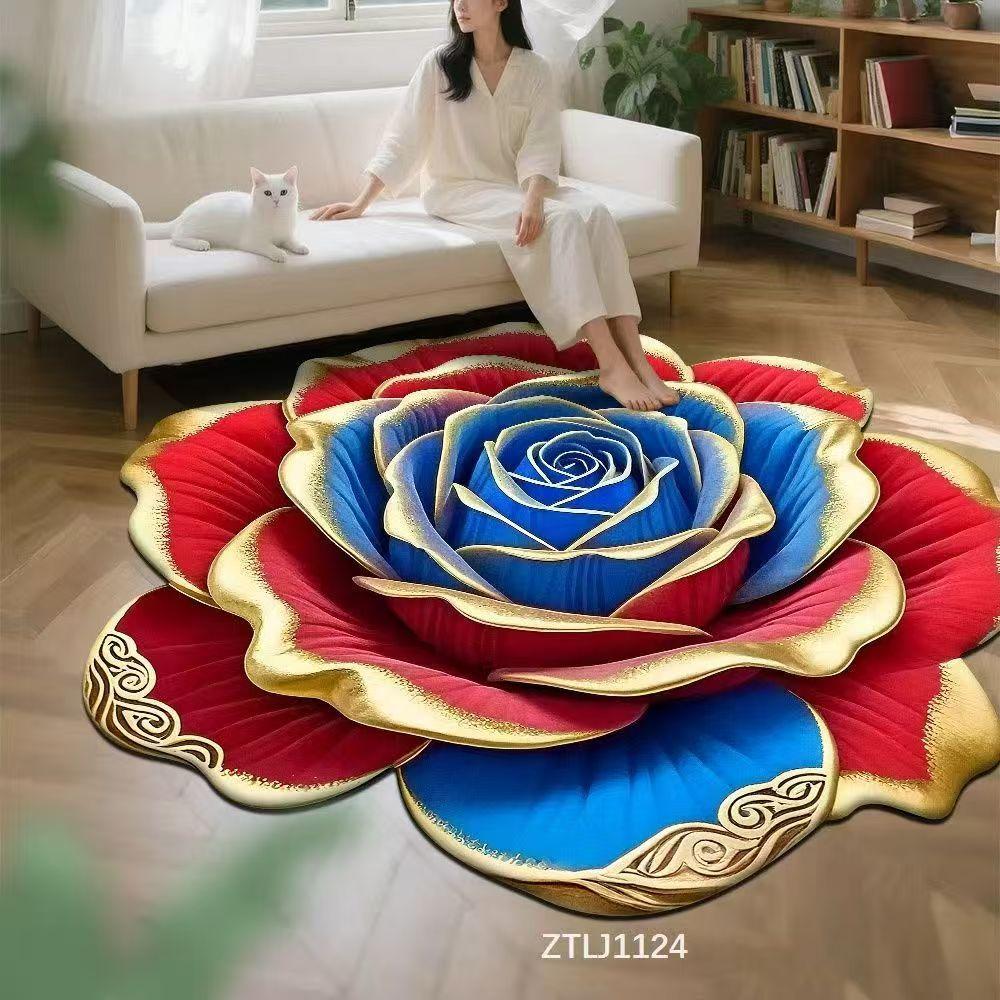 WTEMPO 3D Flower Carpet Bedroom Carpet Bathroom Floor Mat Anti Slip Floor Mat