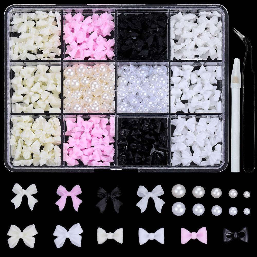 

Набор из 12 сеток, микс украшений для нейл-арта в виде бантов, украшения из смолы своими руками, микс украшений для нейл-арта с цветным жемчугом.