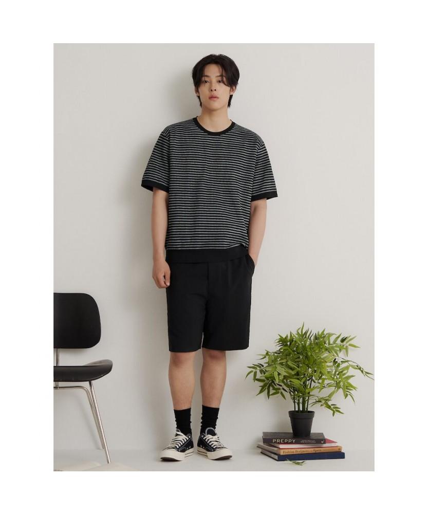 Binpolmen Gentle Tech Casual Pinstripe Round Knit Black