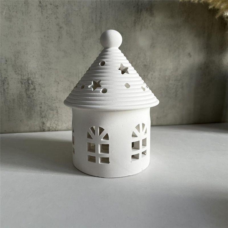 M-Modern-Round House Silicone Mold Tea Candle House Mold Lantern House Mold