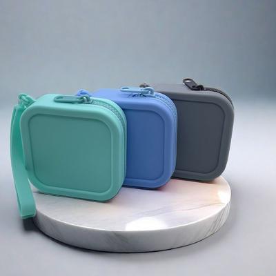 Vintage Simple Silicone Organizer Wallet Coin Purse Waterproof Zipper Earphone Bag Travel Pouch Students