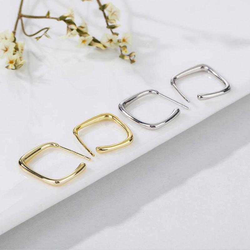 French Geometric Square Earrings for Women's New Style, Simple Temperament, Versatile and Cold Style