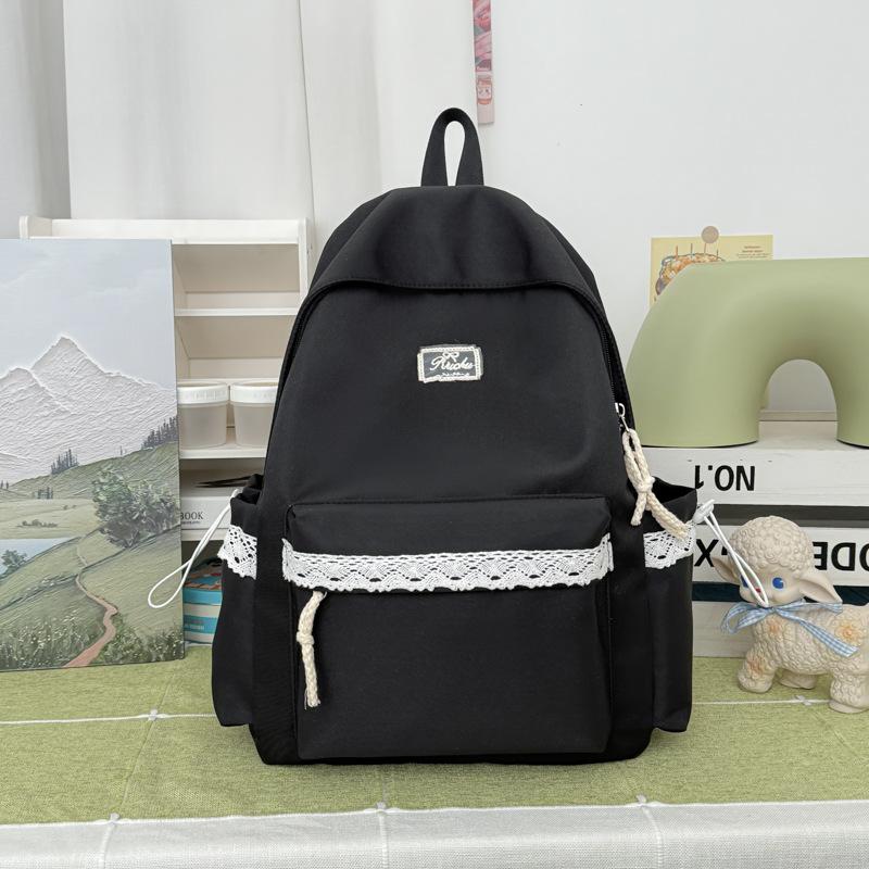 Schoolbag Japanese Girl Cute Schoolbag Ins Style Korean Female Niche Design Campus Simple Sweet Solid Color Backpack