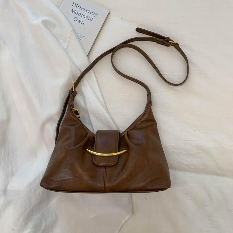 

Французская нишевая ретро сумка на одно плечо под мышкой женская 2025 новая модная сумка-тоут большой вместимости сумка-мессенджер для поездок на работу коричневый