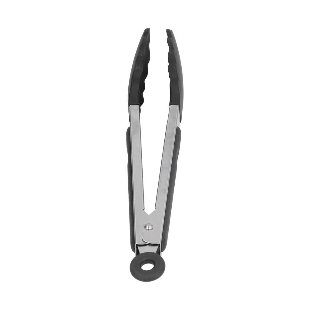 Silicone Food Tongs AntiScalding Stainless Steel Barbecue Clamp for Kitchen Home Outdoor(9in Black )