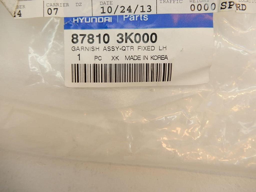 Genuine OEM 87810-3K000 Garnish - Quarter Fixed, LH / 878103K000 for Hyundai Sonata 06-10