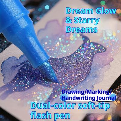 Double-Headed Glitter Pens with Fast-Drying Glue-Like Ink - Fine Tip Tip-To-Base for Scrapbooking, Card Making, Journaling, Painting