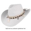 Polyester Sturdy And Durable Cowboy Straw Hat Outdoor Adventures Natural Straw Shell Hat Beach Cap