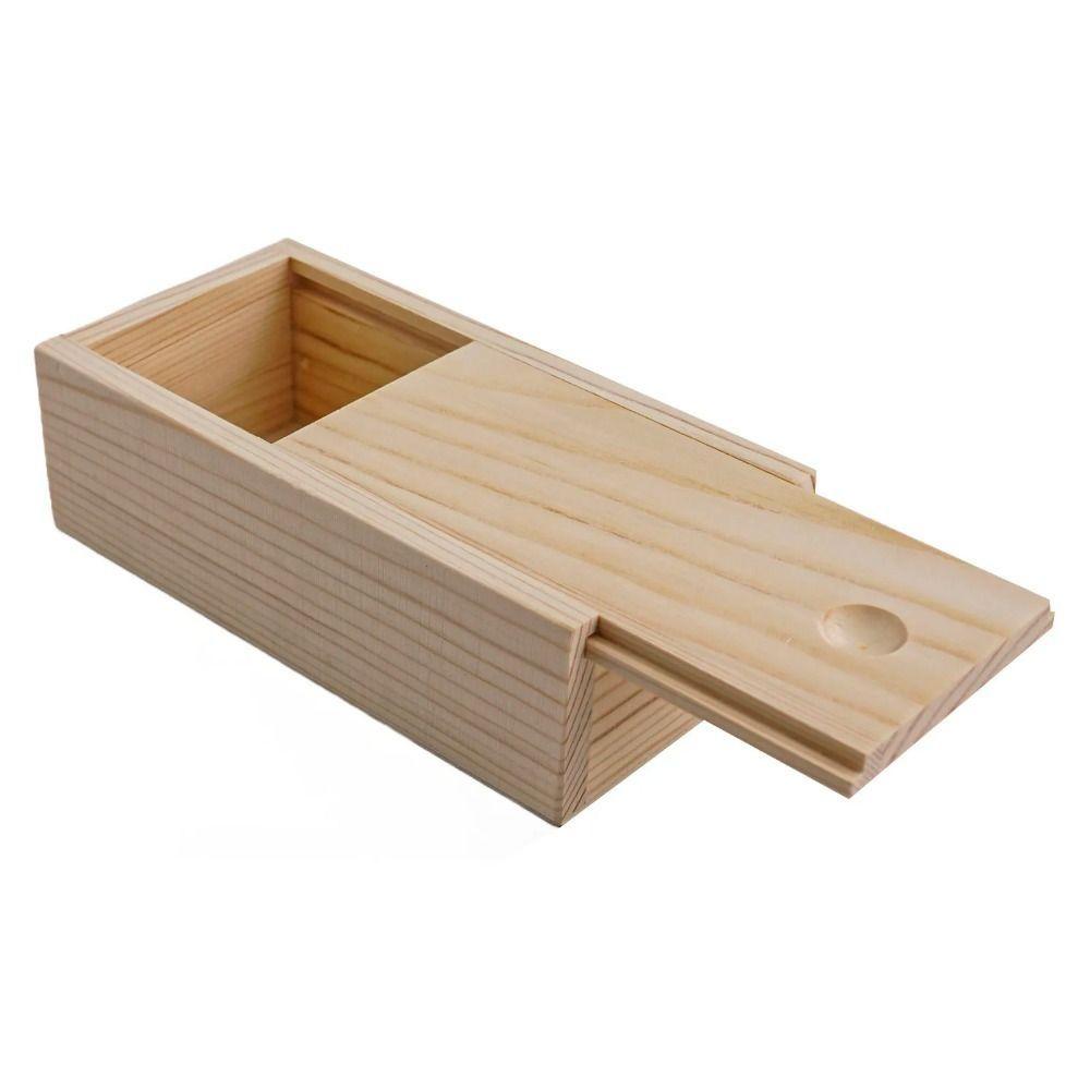 Blank Pine Pull-out Box Natural Case Slide Jewelry Case Gift Box Wood Storage Box DIY Case