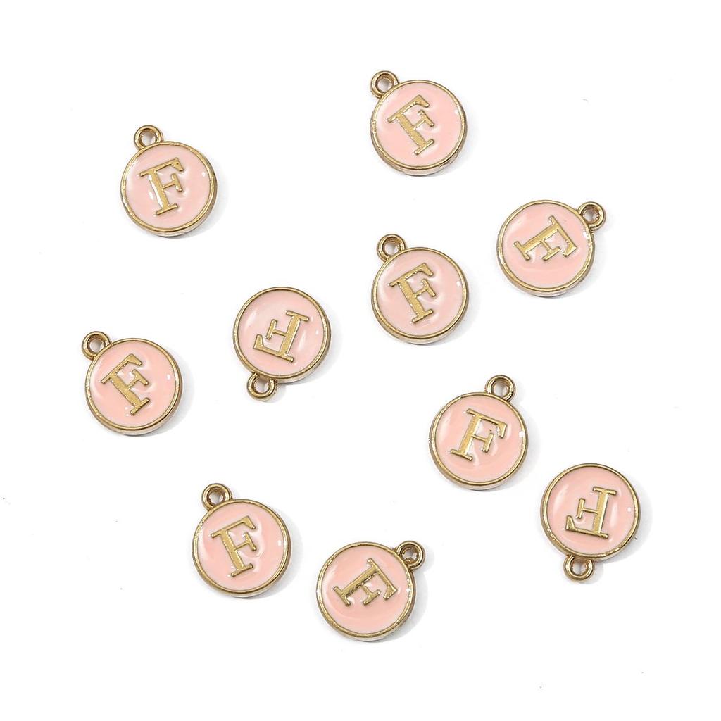10Pcs 12x2.5mm Alphabet Double Face Charms Pendant Beads for Jewelry DIY Findings