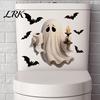 Waterproof Bathroom Surface Covers Halloween Toilet Seat Cover Stickers, Scary 3D Crack Ghost Skeleton Removable Pumpkin Wall Decals Tank Lid Decals,