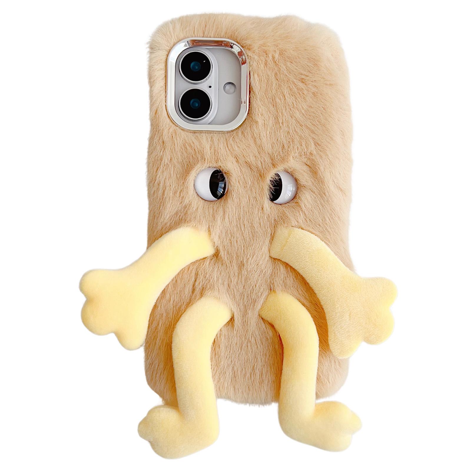 

Для iPhone 16 Plus Пухнастий чохол для телефону Довгоногий Виразне око ТПУ Мобільна накладка Beige