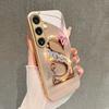 Pink diamond letter S pattern glass phone case suitable for Samsung Galaxy S26 S25 S24 S22 S21 S20 FE/Ultra/Plus anti drop