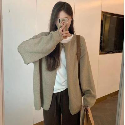 Early Autumn French Lazy Style Fashionable Knitted Cardigan Sweater Jacket Women's Autumn and Winter New Loose Top