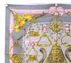 [USED]unused Hermes Carre ETRIERS Stirrup Equestrian Equipment Authentic, Scarf, 90, Design, Pattern, Pattern, Gray, Gold, Pink.