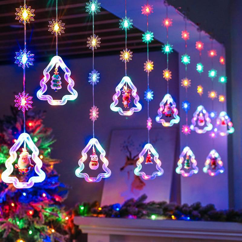 LED Christmas Star Curtain Lights - Festive Atmosphere with Wishing Ball & Flashing Colors